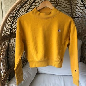 Champion Mustard Gold Mock Neck Crop Sweatshirt